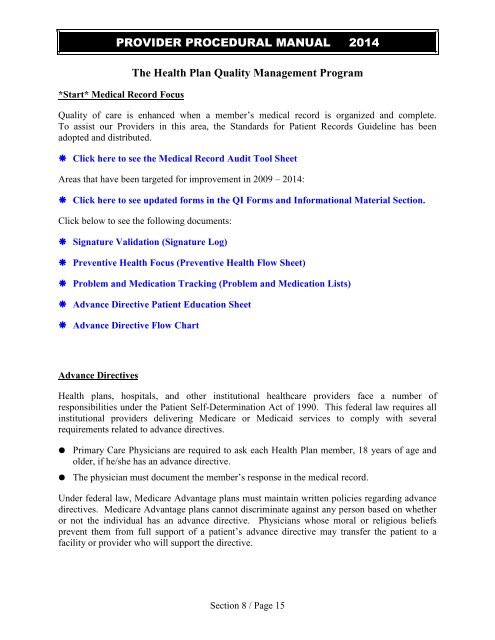 Provider Procedural Manual - The Health Plan