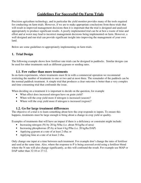 Guidelines For Successful On Farm Trials - SPAA