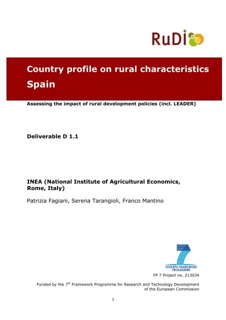 Country profile on rural characteristics Spain - RuDI