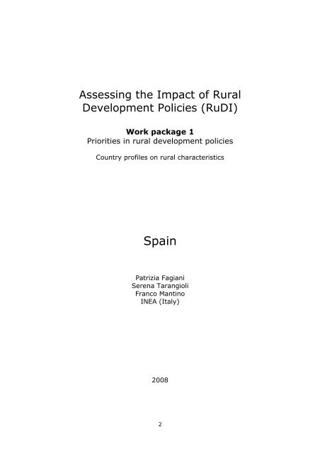 Country profile on rural characteristics Spain - RuDI