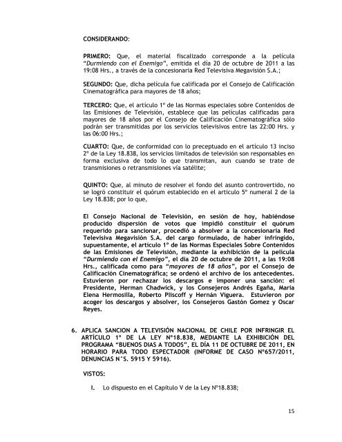 ACTA DE LA SESION ORDINARIA DEL CONSEJO ... - CNTV