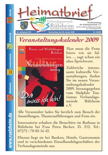 Veranstaltungskalender 2009 - Verbandsgemeinde Rülzheim