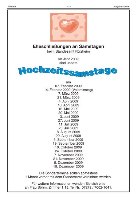 Veranstaltungskalender 2009 - Verbandsgemeinde Rülzheim