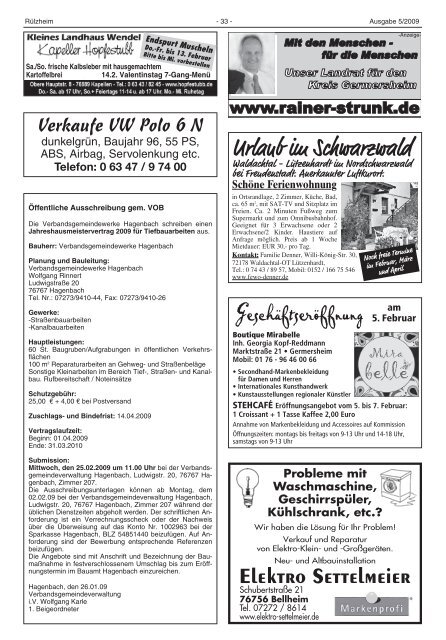 Veranstaltungskalender 2009 - Verbandsgemeinde Rülzheim