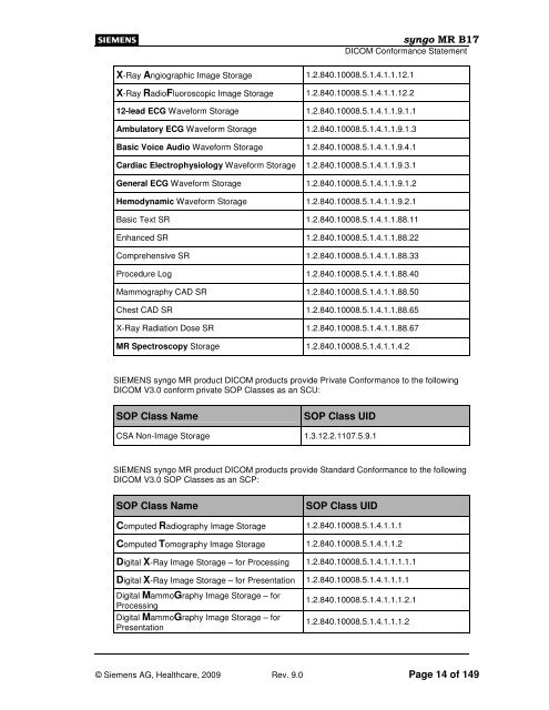 syngo® MR B17 DICOM Conformance Statement - Siemens ...