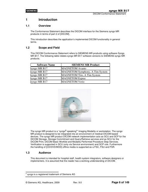 syngo® MR B17 DICOM Conformance Statement - Siemens ...