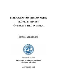 bibliografi över slovakisk skönlitteratur översatt till ... - Slaviska språk