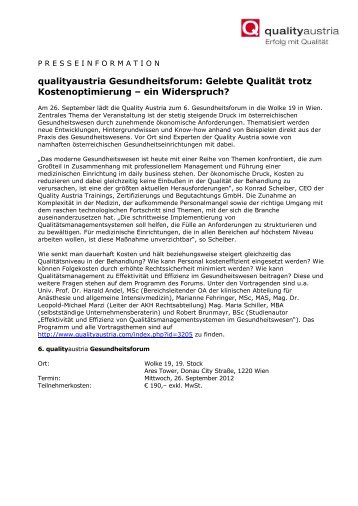 Pressetext (PDF) - Quality Austria