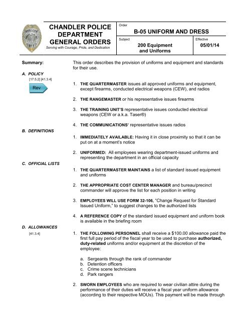 Download General Order - Chandler Police Department