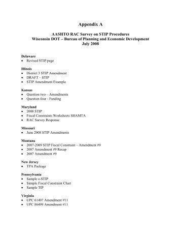 Appendix A - AASHTO RAC Survey on STIP Procedures