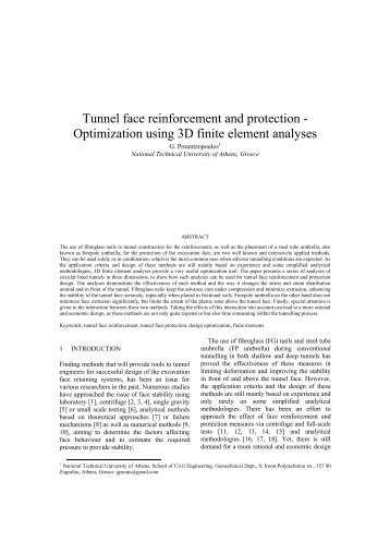 Tunnel face reinforcement and protection - Optimization ... - Kivi Niria