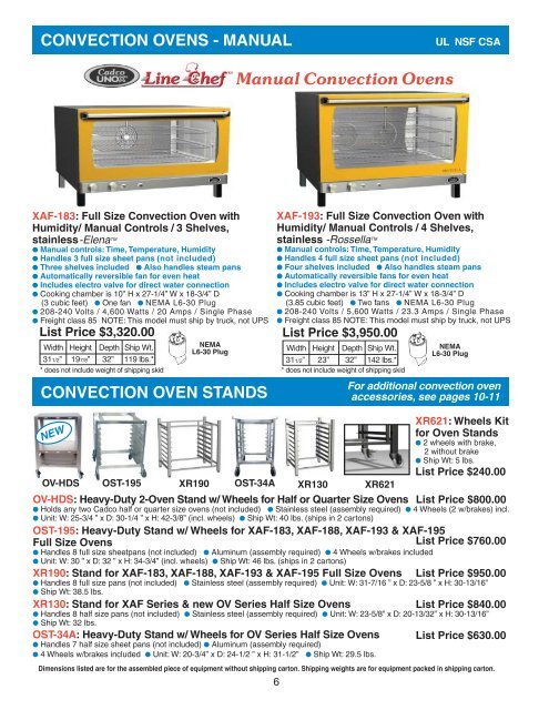 CONVECTION OVENS - Cadco, Ltd