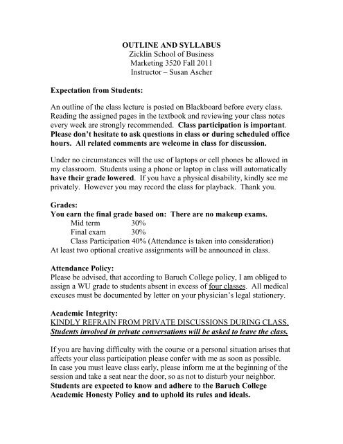 Baruch Final Exam Schedule Fall 2022 Mkt 3520 Syllabus - Blogs@Baruch - Cuny