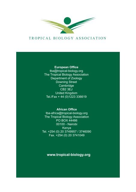 Annual report - Tropical Biology Association