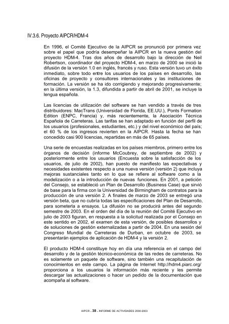 Informe de Actividades 2000-2003 - Association mondiale de la Route