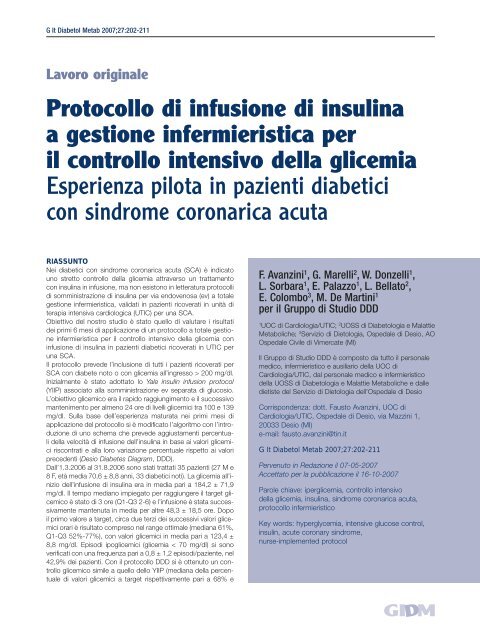 articolo completo in pdf - Giornale Italiano di Diabetologia e ...