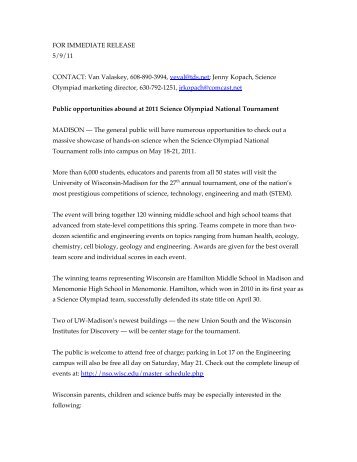 Media Release - Science Olympiad