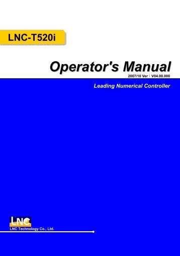 Leading Numerical Controller LNC-T520i Operator's Manual