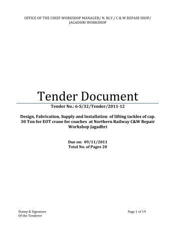 Tender Document - Northern Railway