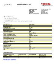 Specifications E-CORE LED TUBE G13 >0.90 -35° to 45 ... - Toshiba