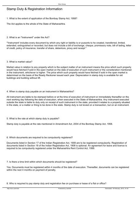 Stamp Duty & Registration Information 1958.pdf - Indian Real ...