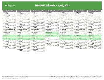 INDIEPLEX Schedule - April, 2013 - Starz