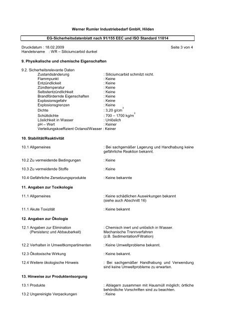 Sicherheitsdatenblatt "Siliziumkarbid dunkel" als PDF