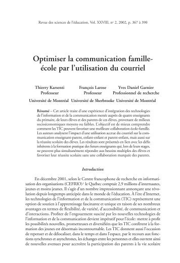 Optimiser la communication famille-Ã©cole par l'utilisation du courriel