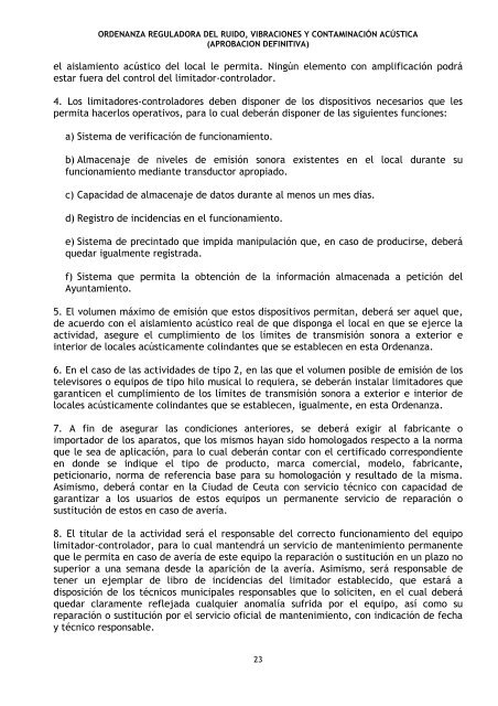 Ordenanza reguladora de ruido, vibraciones y contaminación acústica