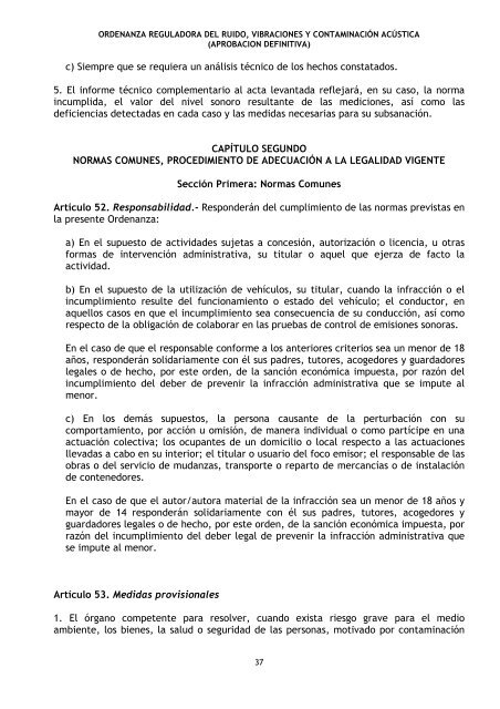 Ordenanza reguladora de ruido, vibraciones y contaminación acústica