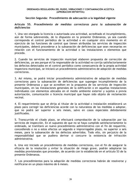 Ordenanza reguladora de ruido, vibraciones y contaminación acústica