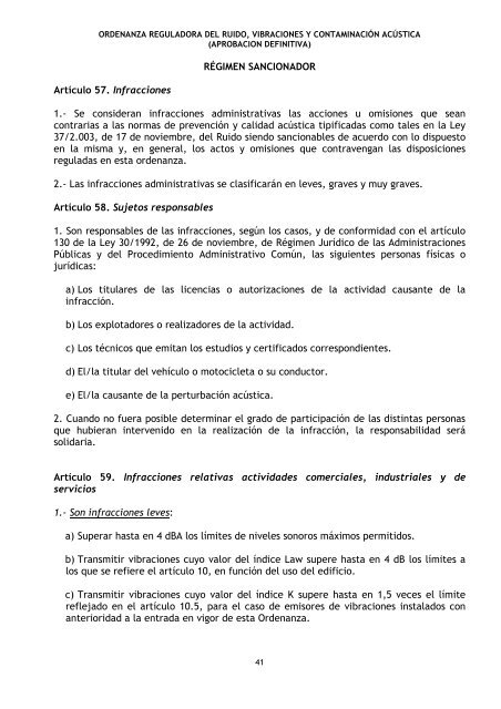 Ordenanza reguladora de ruido, vibraciones y contaminación acústica