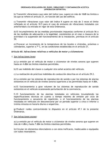 Ordenanza reguladora de ruido, vibraciones y contaminación acústica