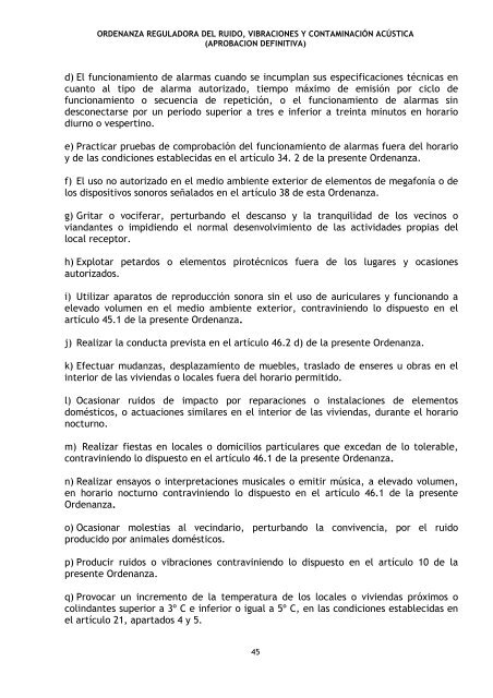 Ordenanza reguladora de ruido, vibraciones y contaminación acústica