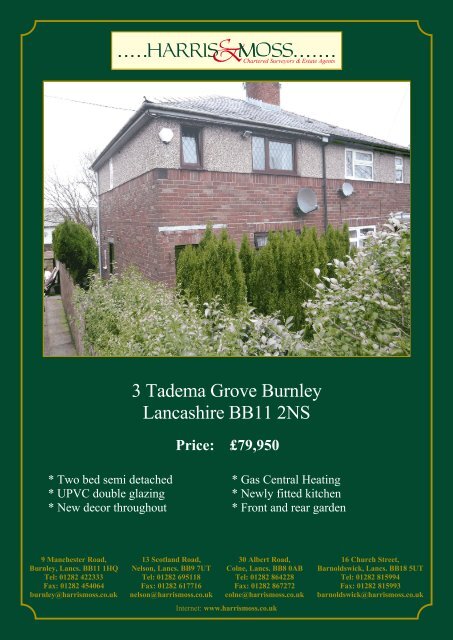 3 Tadema Grove Burnley Lancashire BB11 2NS - Vebra