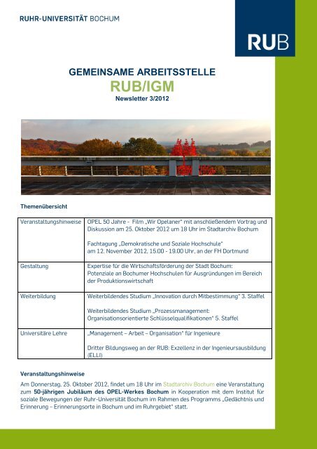 gemeinsame arbeitsstelle rub/igm - Ruhr-Universität Bochum