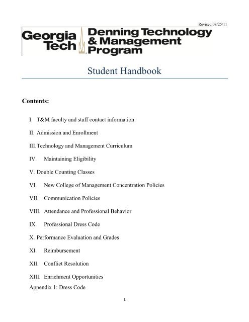 Student Handbook - Georgia Tech - Georgia Institute of Technology