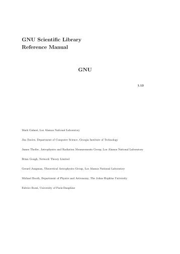 GNU Scientific Library Reference Manual