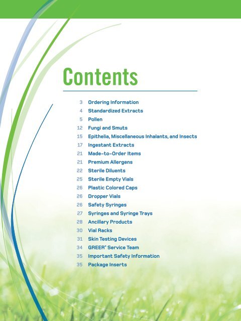 Human Allergy Catalog - Greer