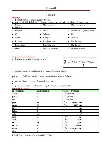 Fizika 8. razred – povzetek - MATEMATIKA - FIZIKA