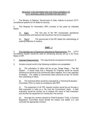 REQUEST FOR INFORMATION FOR PROCUREMENT OF CCTV ...