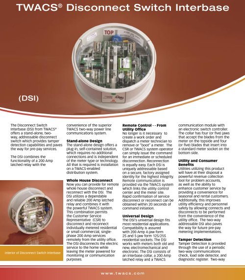 TWACSÂ® Disconnect Switch Interbase (DSI) - Aclara