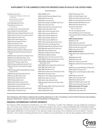 DWS S&P 500 Plus Fund, Classes A, B, C, R, S - DWS Investments