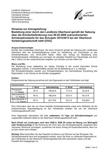 Merkblatt zum Antrag