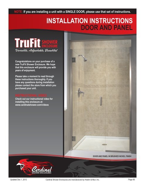 Trufit Door Panel Cardinal Shower