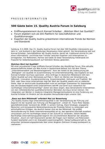 Pressetext - Quality Austria