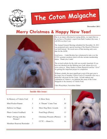 The Coton Malgache - Canadian Coton De Tulear Club