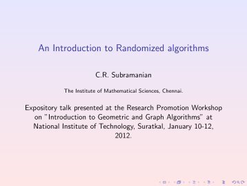 An Introduction to Randomized algorithms - School of Technology ...