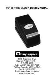 PD100 Time Clock User Manual - Acroprint