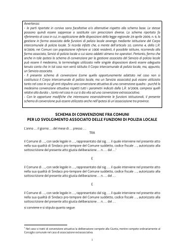 Schema di convenzione per la gestione associata - Sistema delle ...